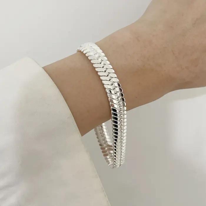 Bracelet en argent Sterling 100% massif pour femmes et hommes