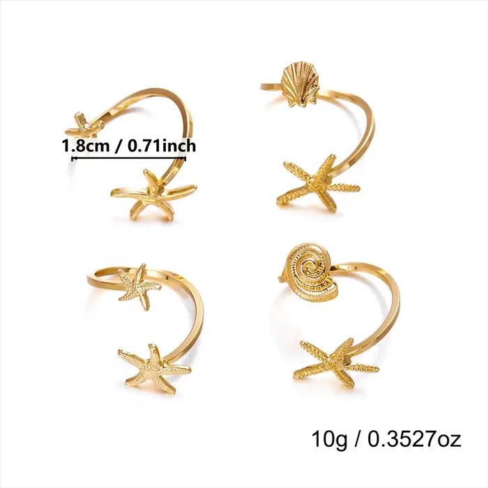 Ensemble de bagues vintage coquillage étoile de mer pour femme
