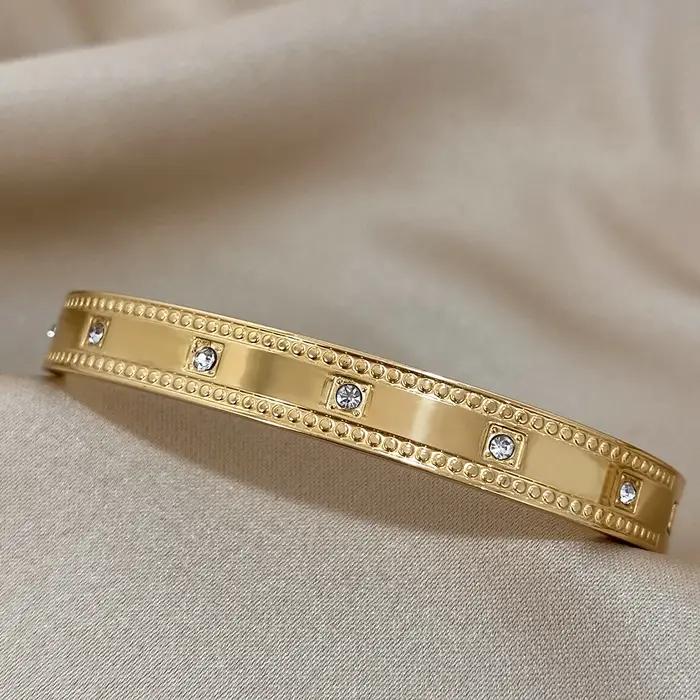 AENSOA Unique couleur or africain Rune Texture charme bracelets en acier inoxydable Bracelet pour femmes dubaï Design poignet bijoux cadeau