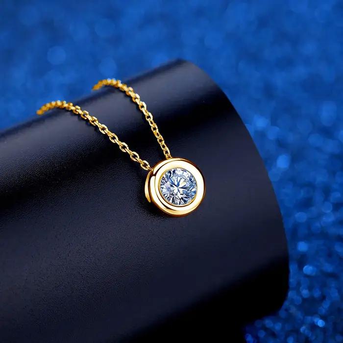 Véritable or 18K Moissanite diamant collier bijoux fins pour femme proposition de mariage cadeau présent