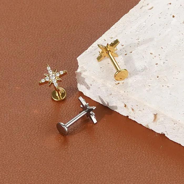 Boucle d'Oreille Tragus Élégante en Titane Pour Femmes Style Mode Bijoux de Corps Piercing Lèvre Boucles d'Oreille Occasions Spéciales
