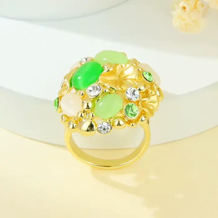 Bagues de charme baroque de mode italienne, couleur or 14 carats, cristal de luxe, géométriques, exquises, pour femme, bijoux de déclaration modernes pour soirée
