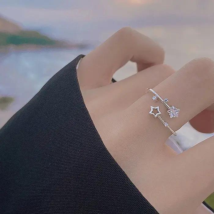 Bague étoile en argent Sterling 925 pour femmes et filles