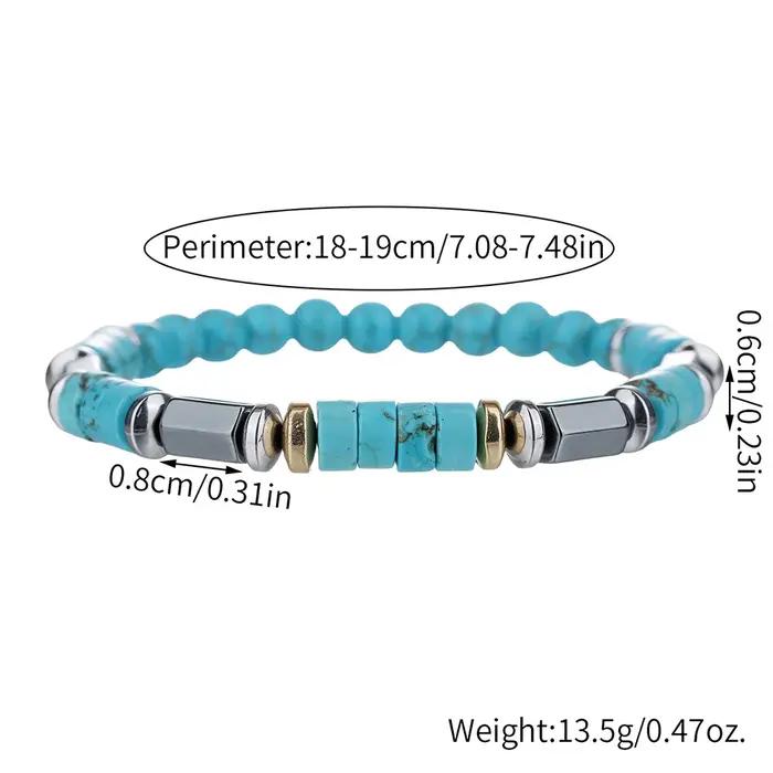 Bracelet de perles en pierre noire turquoise à la mode