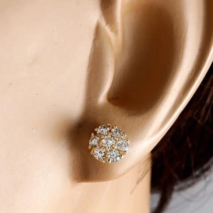Huitan luxe couleur or brillant cubique zircone boucles d'oreilles pour les femmes délicat petite femme boucle d'oreille cadeaux bijoux classiques