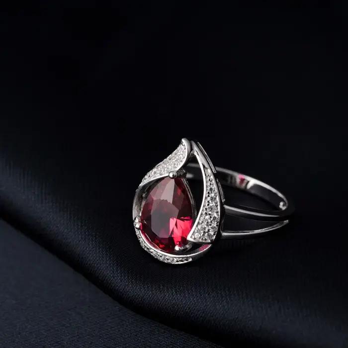 Bague Potiy en argent sterling 925 avec émeraude nano simulée de 2