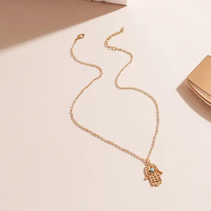 Collier ethnique Aihua avec pendentif main de Fatma pour femmes et hommes
