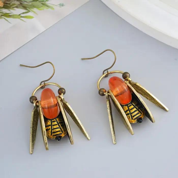 Boucles d'oreilles de couple d'été en forme d'insecte d'abeille