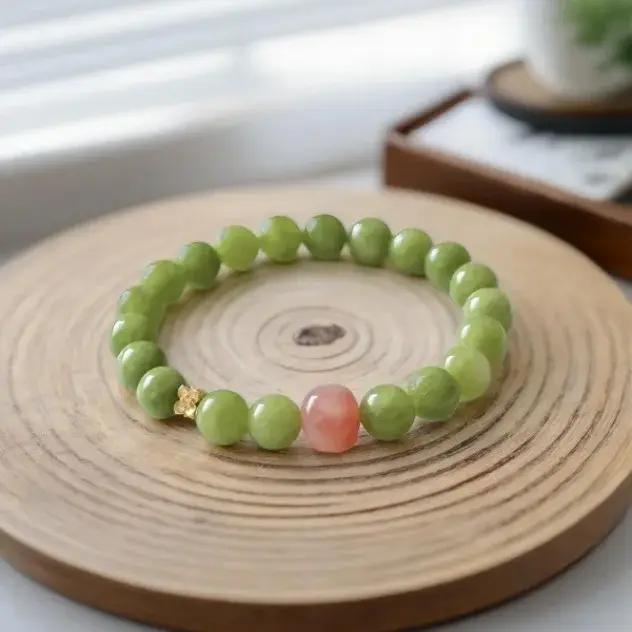 Bracelet en cristal d'olivine vert naturel