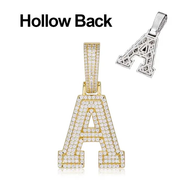 Moissanite A-Z Lettre Bijoux Collier Femmes Iced Out Prong Pendentif Personnalisé Charms Ared Super