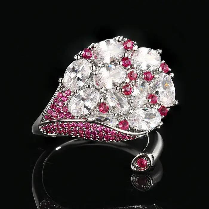 Bague ajustable en forme de feuille pour femme