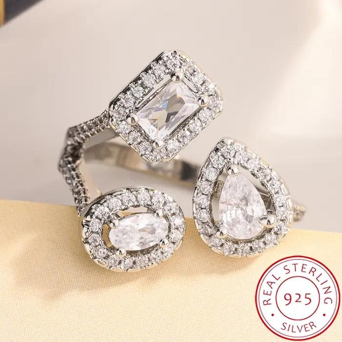 Bague géométrique en Zircon cubique pour femmes, bague de haute qualité avec ouverture réglable, bij