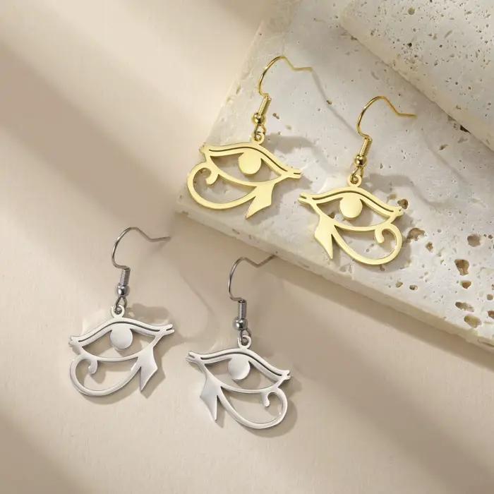 Amulette Wedjat Udjat, pendentif et boucles d'oreilles œil d'Horus Ra de l'Égypte ancienne, en acier inoxydable, pour femme, cadeau de bijoux