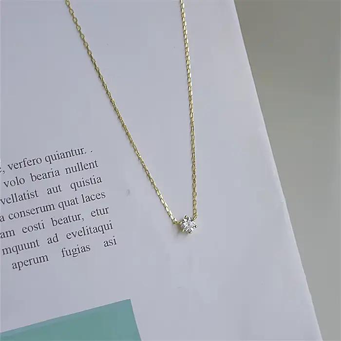 Collier SENLISSi en argent sterling 925 plaqué or avec zircon étincelant chaîne de clavicule bijoux de mariage pour femmes élégants et romantiques occasions spéciales