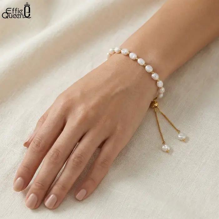 EFFIE QUEEN – Bracelet de perles baroques naturelles pour femmes