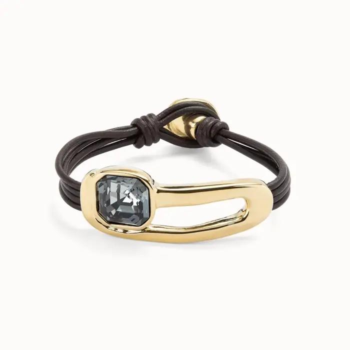 Bracelet en corde de cuir géométrique pour femmes, éblouissant, gris brillant, cristal, or, argent,