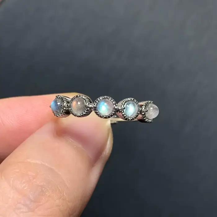Bague en pierre de lune Labradorite naturelle MM
