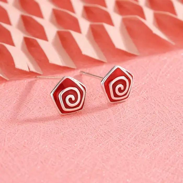 Uini Tail vente chaude nouveau 925 en argent sterling à la mode rouge rotatif fleur boucles d'oreill