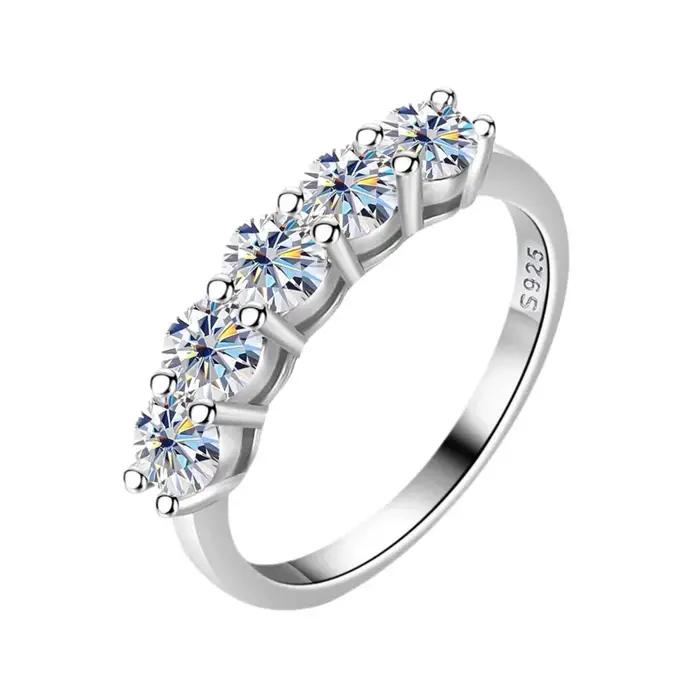 JoyceJelly 4mm D couleur VVS Moissanite bague pour femmes Total 1.5CT S925 bijoux en argent Sterling passer diamant testeur bandes de mariage