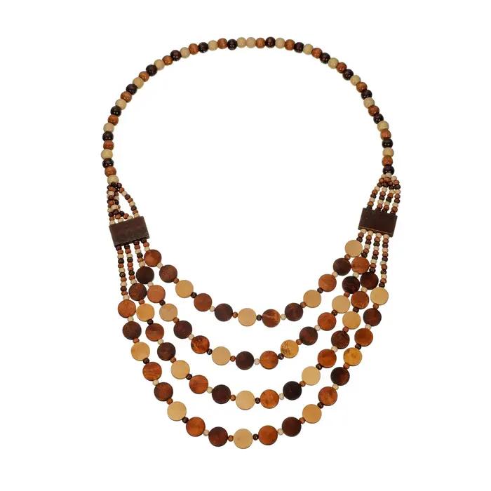Collier ethnique bohème pour femmes multifaces en bois, style tribal, cadeau d'anniversaire original, bijou de fête, idéal pour les soirées mondaines et les sorties entre amies