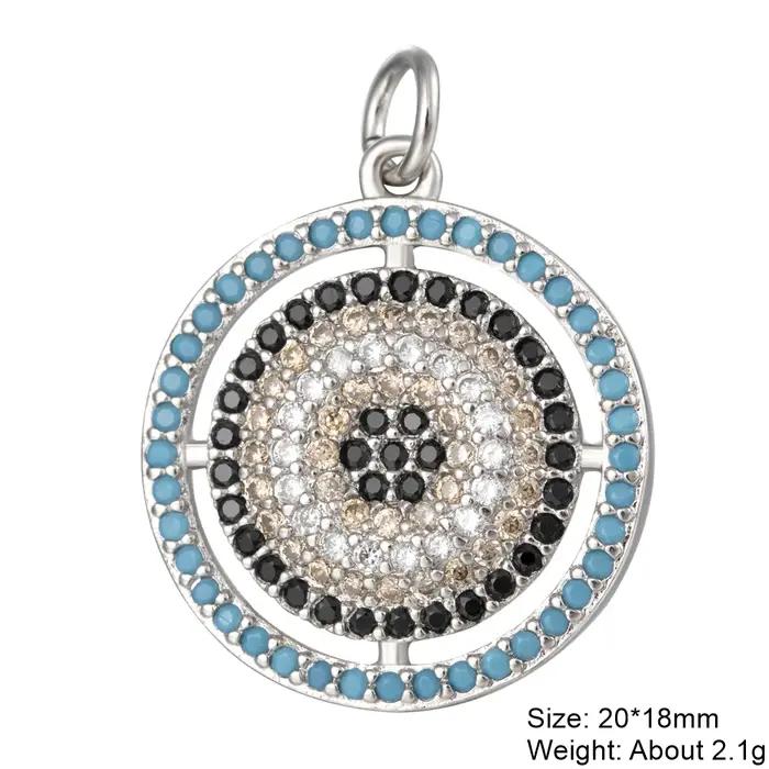 Juya fait à la main 18K véritable plaqué or opale coquille ronde turc grec mauvais œil breloques pour bricolage luxe Talisman pendentif fabrication de bijoux