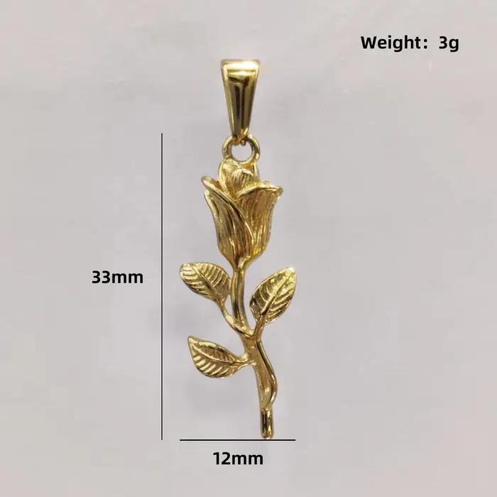 Collier pendentif fleur rose plaqué or pour femme