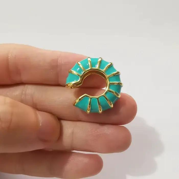 Clip d'oreille rond bohème en émail exquis pour femmes, Vintage, tempérament multicolore, boucles d'oreilles en forme de C, bijoux de fête et de vacances