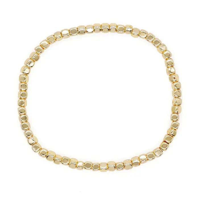 Go2boho – Bracelets carrés en pierre d'hématite, perles dorées, extensibles, élastiques, faits à la