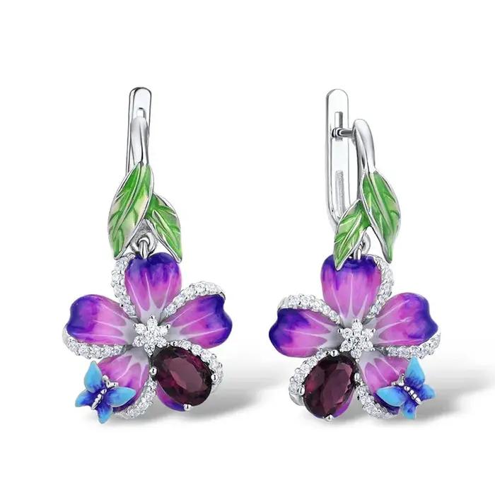 Boucles d'oreilles en argent sterling 925 serties de zirconium blanc en forme de fleur romantique pour femme occasions spéciales mariage engagement soirée festive