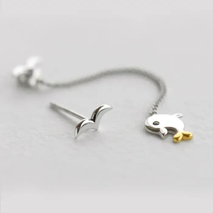 Boucles d'oreilles en forme de dauphin pour femmes