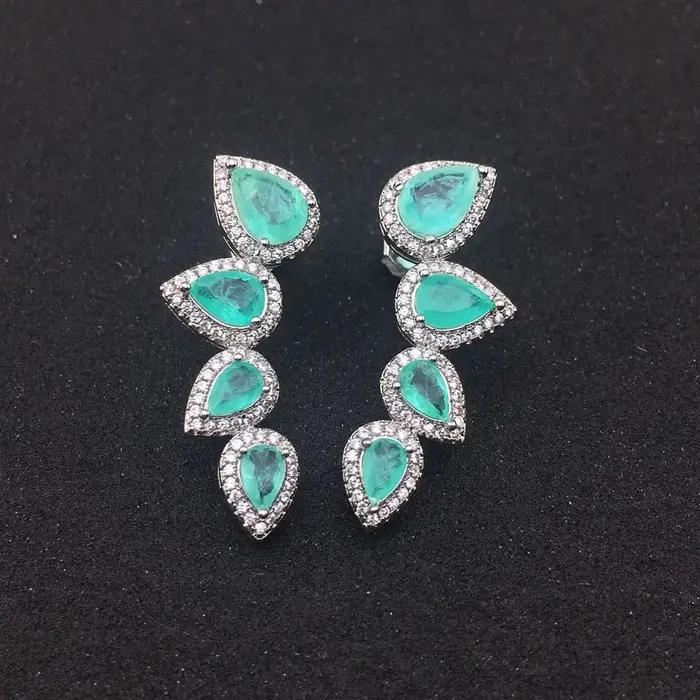 FFGems-Boucles d'Oreilles en Émeraude Synthétique pour Femme, Bijoux Fins, Fiançailles, ixde Mariage