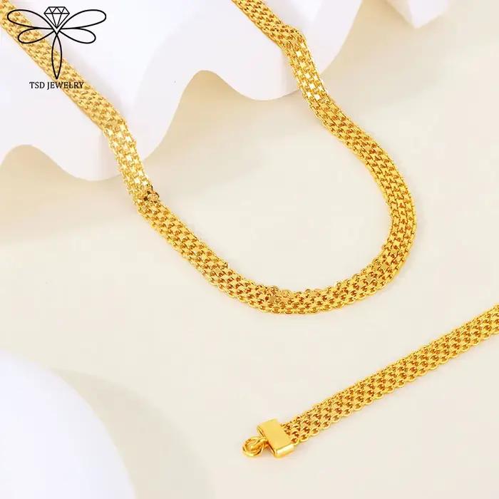 Ensemble de bijoux de mariage plaqués or de dubaï