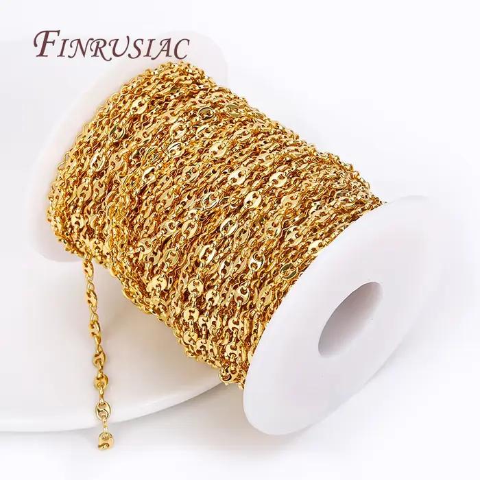 Chaîne de grains de café Hip Hop plaquée or 18 carats, chaînes de nez de cochon en métal de haute qualité pour la fabrication de bijoux faits à la main de collier à faire soi-même