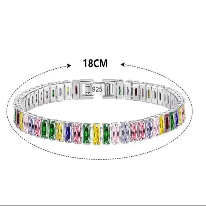 Bracelet en argent Sterling 925 noble avec zirconium blanc et pierres précieuses pour femmes occasions spéciales engagement mariage fête