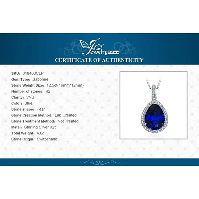 JewelpopPalace-Collier pendentif en argent regardé 925 avec saphir bleu pour femme