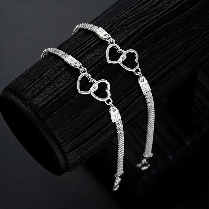 Bracelets de Couple en forme de cœur d'amour pour femmes et hommes