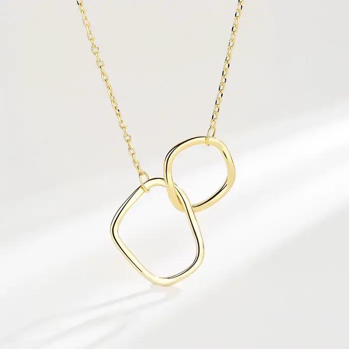 Collier en argent pour femmes en forme de cercle plaqué or, chaîne O tendance, ras du cou, cadeau de noël, bijoux fins