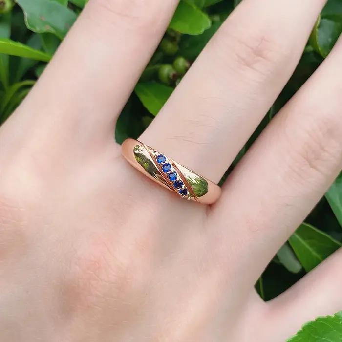Kinel – bague de luxe Vintage en Zircon naturel bleu pour femmes