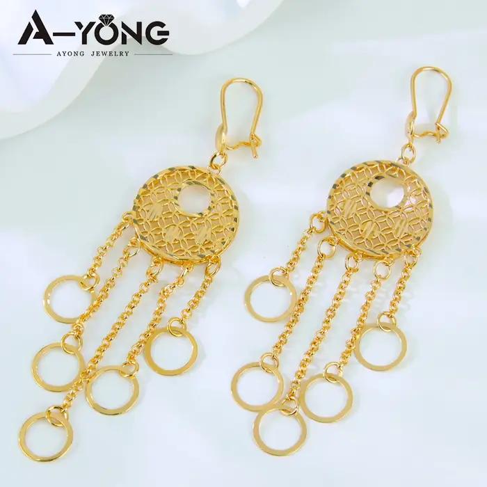 Boucles d'oreilles longues pendantes élégantes de dubaï