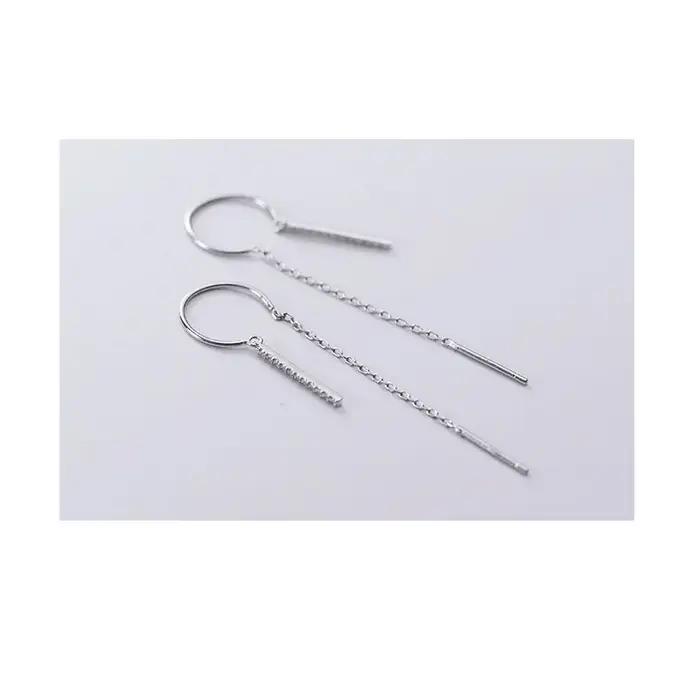 Boucles d'oreilles pendantes minimalistes en argent 925 La Monada pour femmes, design géométrique, bijoux élégants et sophistiqués, occasions spéciales