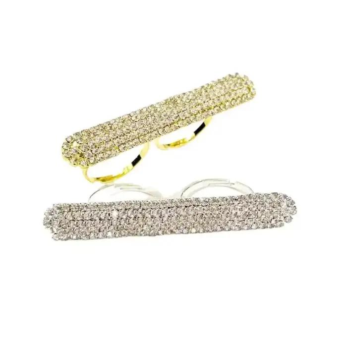Anneau de barre Long à deux doigts Strass scintillant pour homme occasions spéciales design unique fantaisie bijouterie