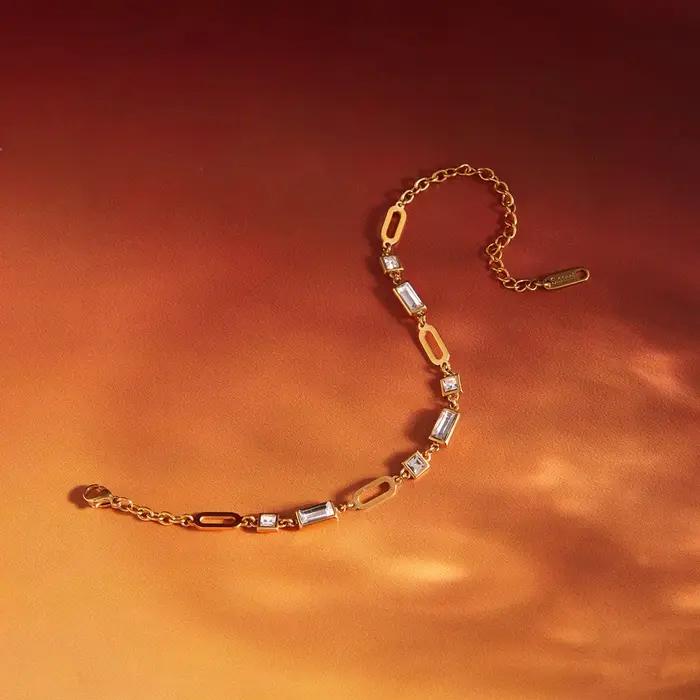 Bracelet multi-géométrique en zircon Ars chaîne réglable en acier inoxydable pour femmes occasions spéciales elegance moderne