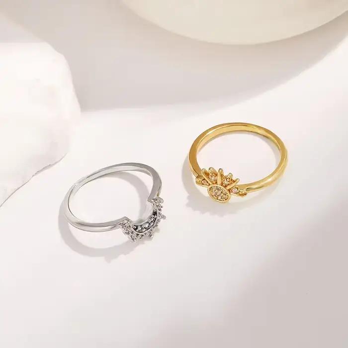 YILUOCD – ensemble de bagues soleil et lune en argent Sterling 925 pour femmes
