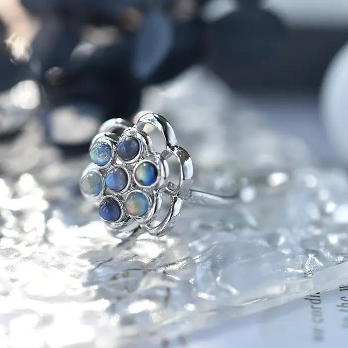 Alliance en Labradorite Naturelle ITSMOS Style Floral Bijoux Énergétiques pour Femmes Occasions Spéciales