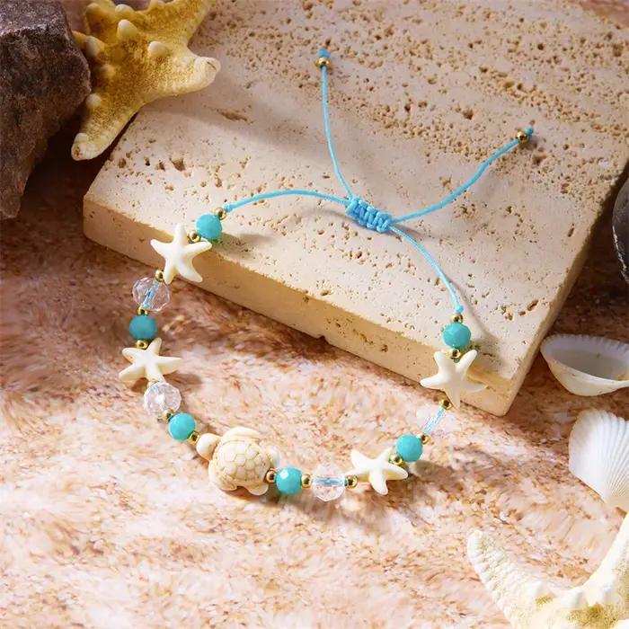 Bracelet bohème en coquillage conque étoile de mer pour femme