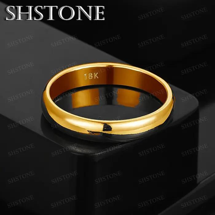 Bague ronde lisse en or 18 carats pour femmes
