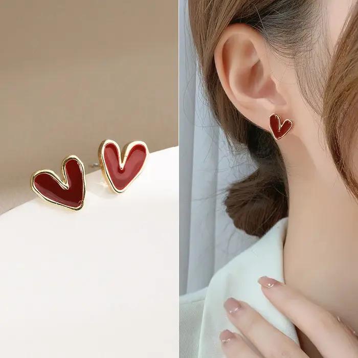 Boucles d'oreilles en forme de cœur pour femmes, bijoux de qualité, accessoires de fête, charme princesse, 2022