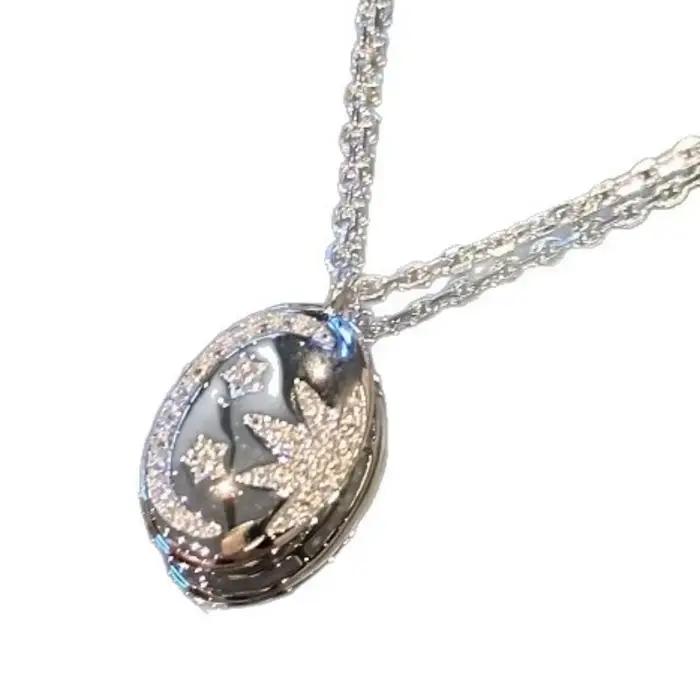 Collier Simple en argent 925 avec incrustation de diamant brillant, coquille de soleil et de lune, léger, de luxe, créatif, exquis, chaîne, bijoux de mariage