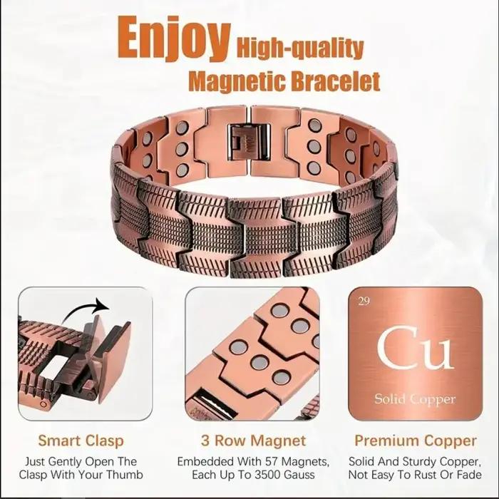 Bracelet Magnétique en Cuivre Pur pour Homme