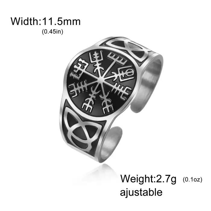 LIKGREAT Vintage Viking Vegvísir anneau pour femmes hommes céltiques irlandais noeud bagues en acier inoxydable nordique amulette bijoux cadeau
